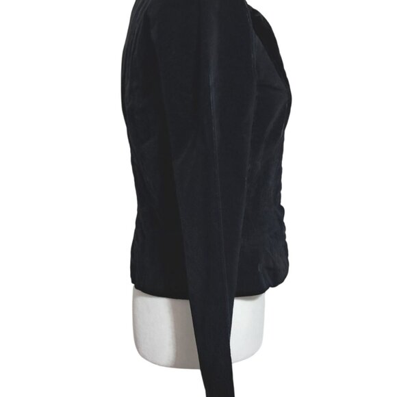 Y2K Dolled Up Fang Black Velvet Fitted Jacket With Hook & Eye Closures For Women - Picture 12 of 14